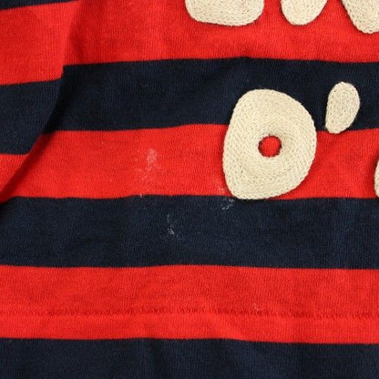 Gucci Cut And Sewn Blouse Short Sleeves French Sleeves Striped Pattern Logo