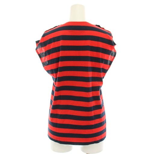 Gucci Cut And Sewn Blouse Short Sleeves French Sleeves Striped Pattern Logo