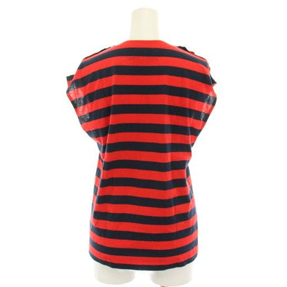 Gucci Cut And Sewn Blouse Short Sleeves French Sleeves Striped Pattern Logo