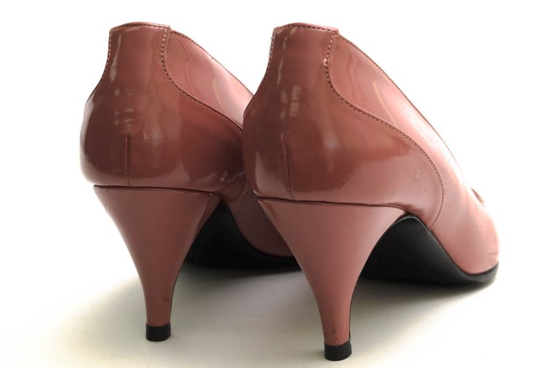 Hermes Pumps Shoes Women Enamel Patent Leather Genuine Leather Pink Open Toe