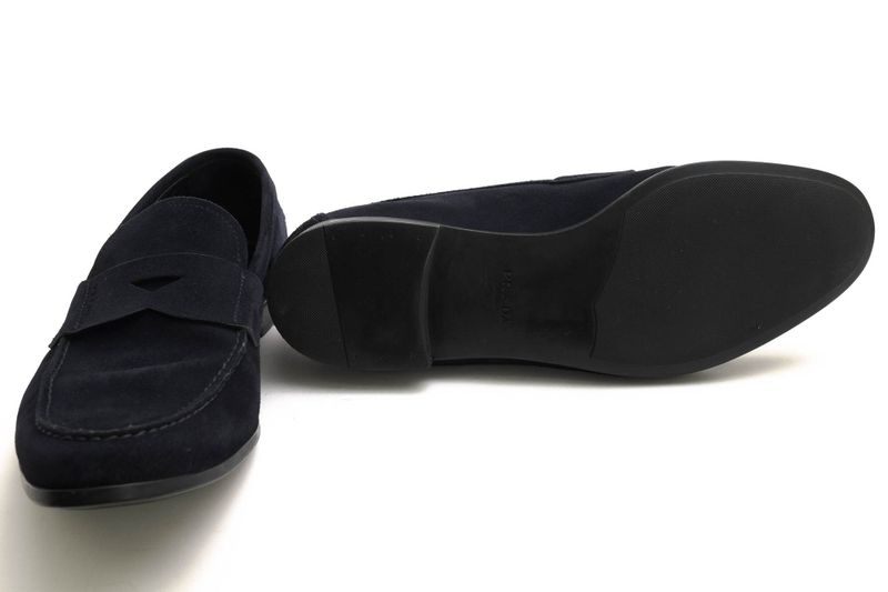 Prada Shoes Business Shoes Business Men Suede Leather Genuine Leather Navy