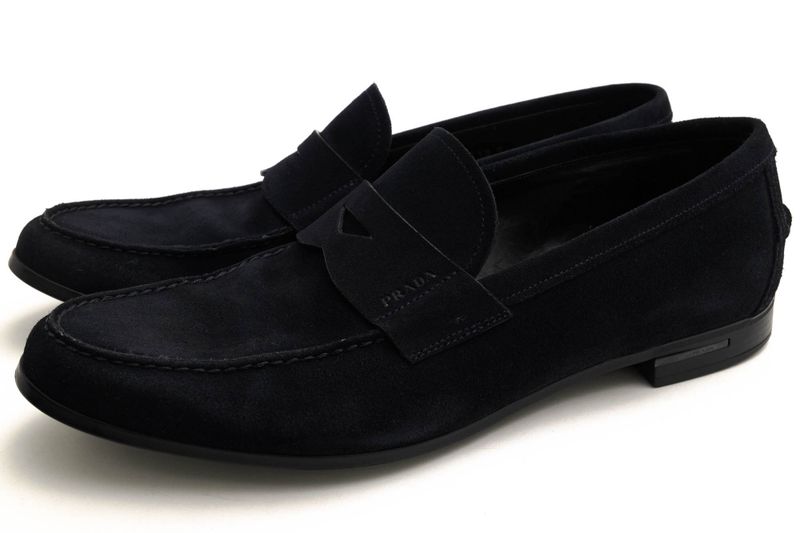 Prada Shoes Business Shoes Business Men Suede Leather Genuine Leather Navy