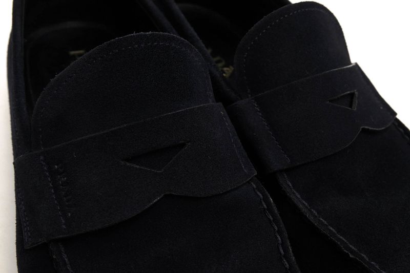 Prada Shoes Business Shoes Business Men Suede Leather Genuine Leather Navy