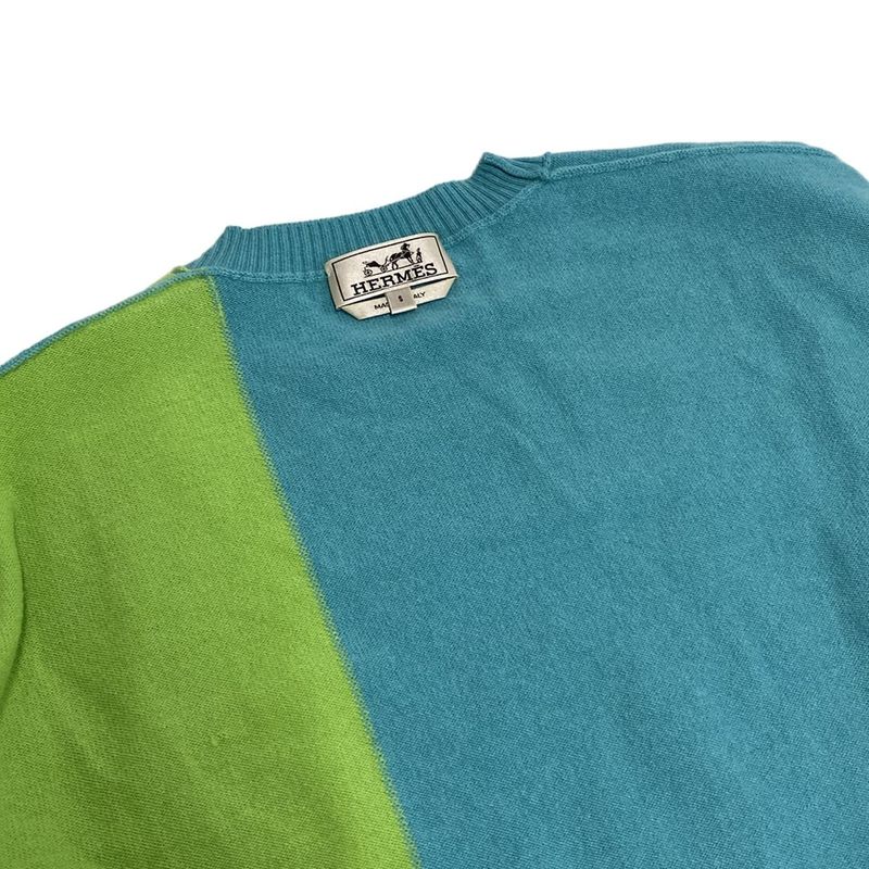 Hermes Short Sleeved Sweater Size S Men's - Yellow Green And Light Green