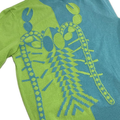 Hermes Short Sleeved Sweater Size S Men's - Yellow Green And Light Green