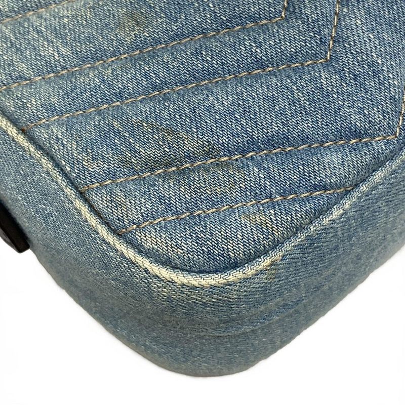 Gucci Shoulder Bag GG Marmont 447632 Light Blue And Blue Chain Shoulder/faux