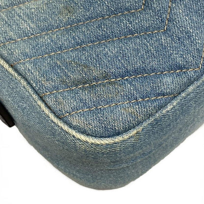 Gucci Shoulder Bag GG Marmont 447632 Light Blue And Blue Chain Shoulder/faux