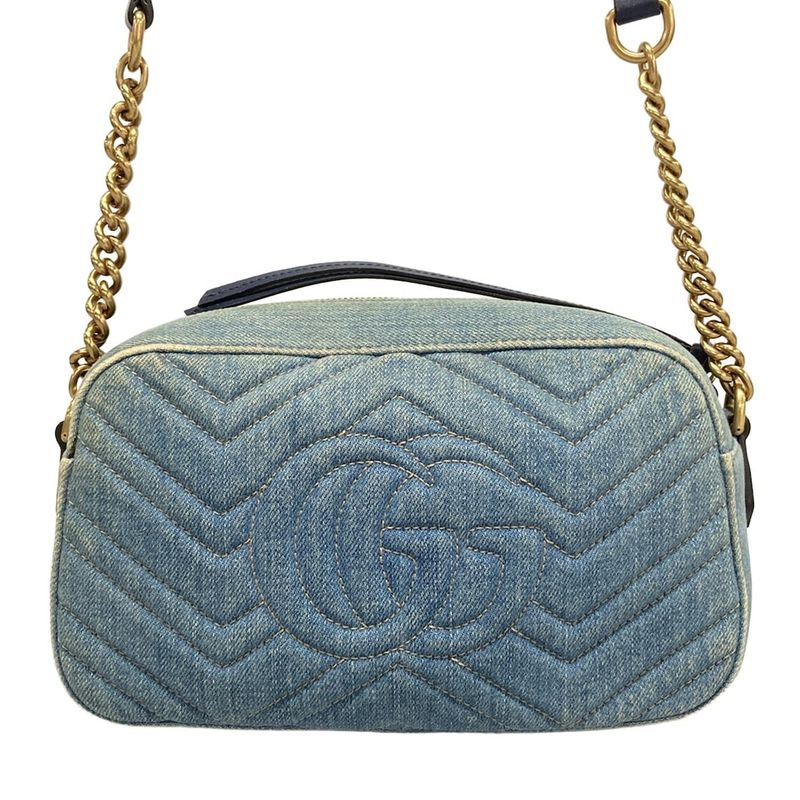 Gucci Shoulder Bag GG Marmont 447632 Light Blue And Blue Chain Shoulder/faux