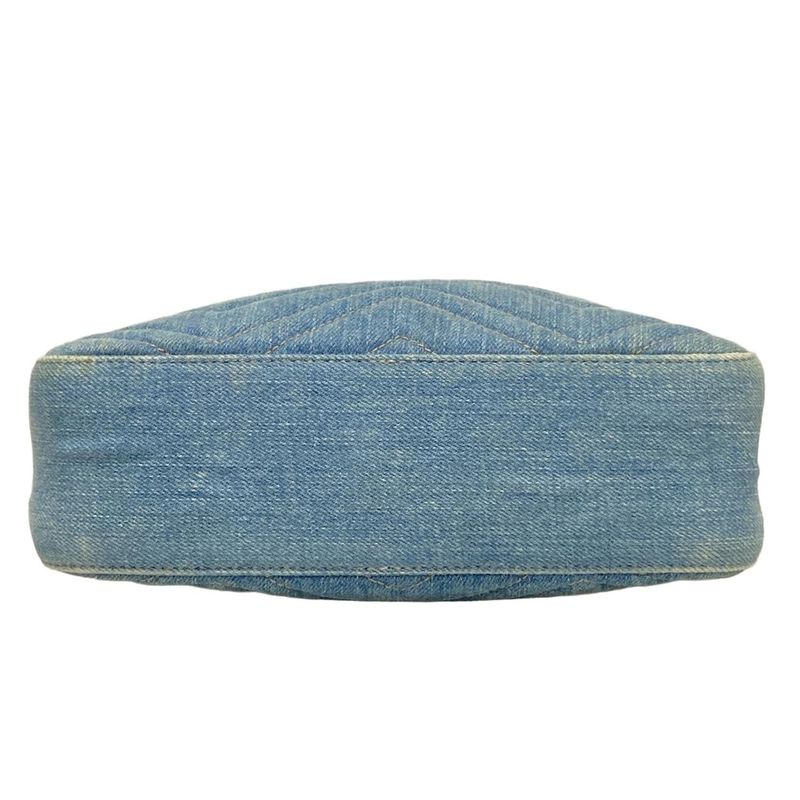 Gucci Shoulder Bag GG Marmont 447632 Light Blue And Blue Chain Shoulder/faux