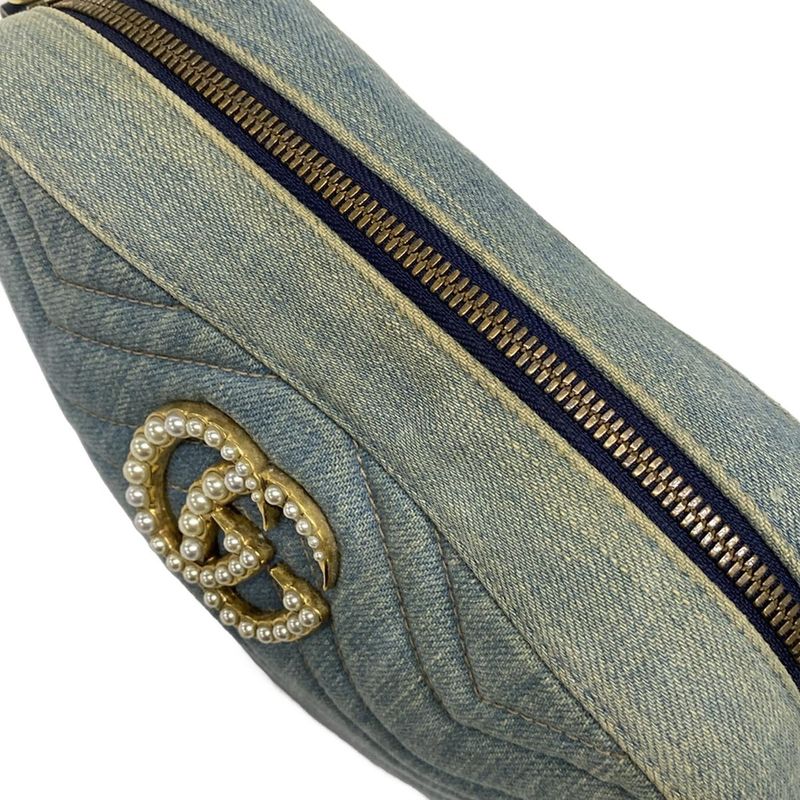 Gucci Shoulder Bag GG Marmont 447632 Light Blue And Blue Chain Shoulder/faux