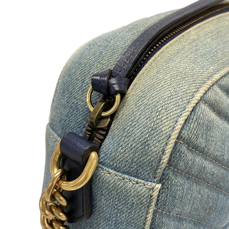 Gucci Shoulder Bag GG Marmont 447632 Light Blue And Blue Chain Shoulder/faux