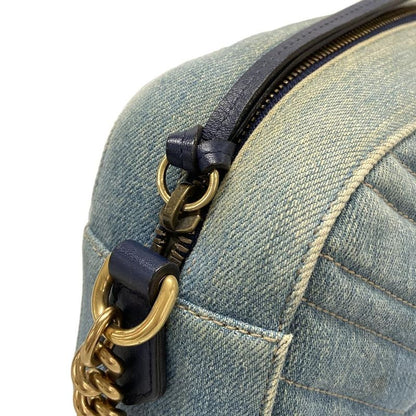 Gucci Shoulder Bag GG Marmont 447632 Light Blue And Blue Chain Shoulder/faux