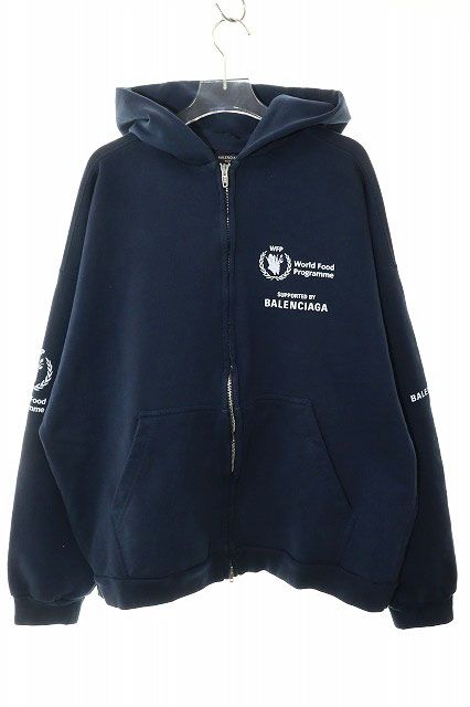 Balenciaga WFP World FOOD Programme NAVY L 770939 Tqvb7 Zip-up Hoodie Navy