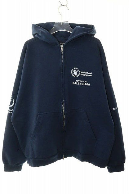 Balenciaga WFP World FOOD Programme NAVY L 770939 Tqvb7 Zip-up Hoodie Navy