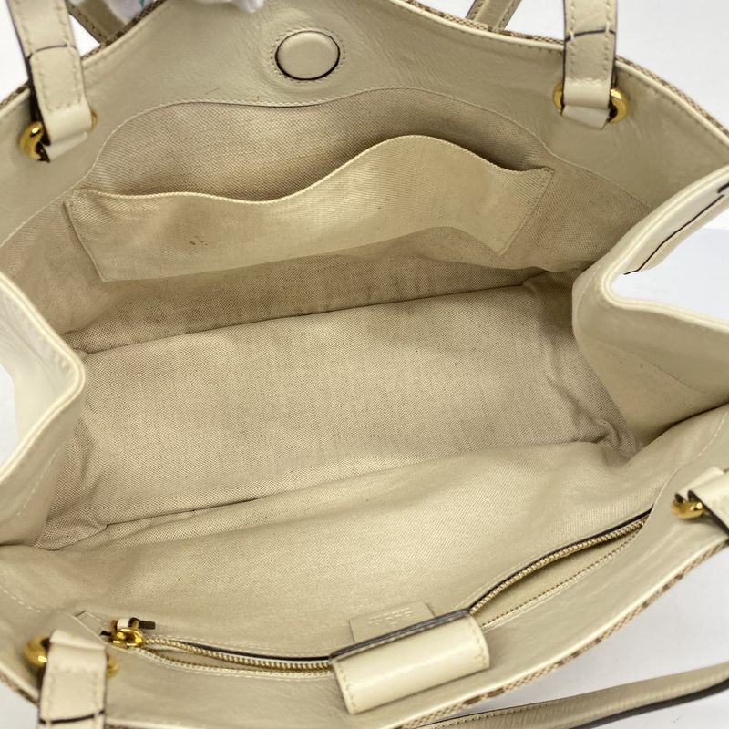 Gucci Tote Bag GG Canvas Horsebit 623694 Canvas Brown White Gold Hardware