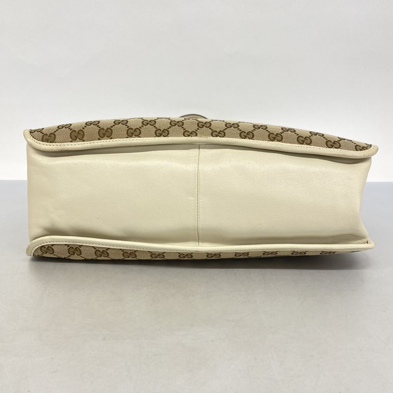 Gucci Tote Bag GG Canvas Horsebit 623694 Canvas Brown White Gold Hardware