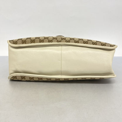 Gucci Tote Bag GG Canvas Horsebit 623694 Canvas Brown White Gold Hardware