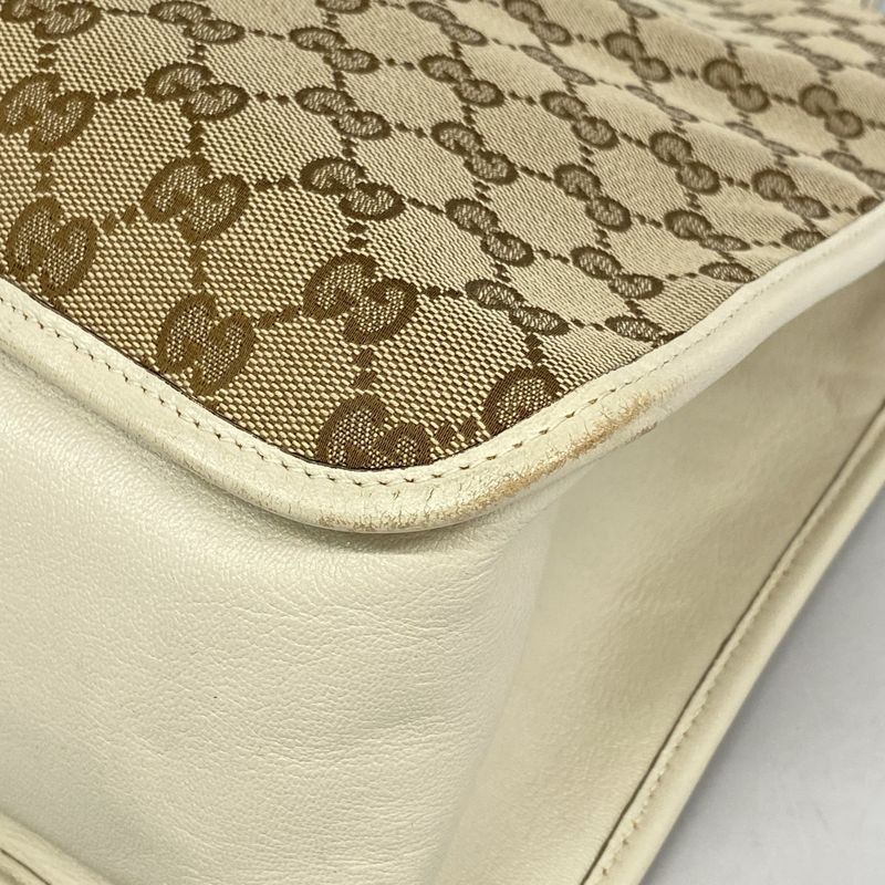 Gucci Tote Bag GG Canvas Horsebit 623694 Canvas Brown White Gold Hardware