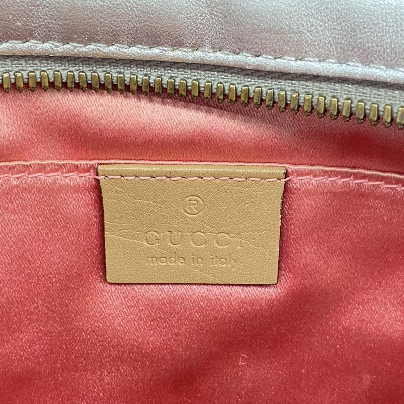 Gucci Shoulder Bag GG Marmont 447632 Leather Silver Gold Hardware Women