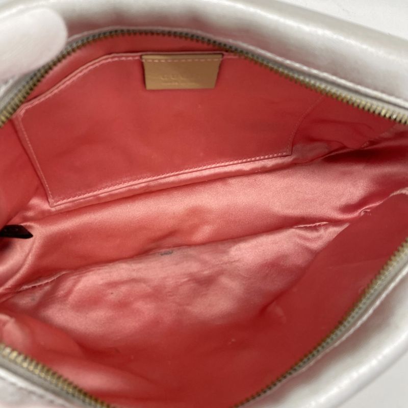 Gucci Shoulder Bag GG Marmont 447632 Leather Silver Gold Hardware Women