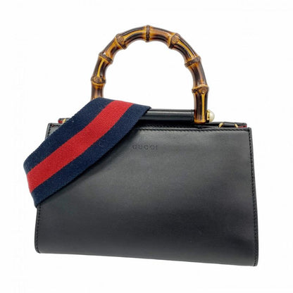 Gucci Handbag Bamboo 470271 Leather Black Gold Hardware 2way Bag Ladies