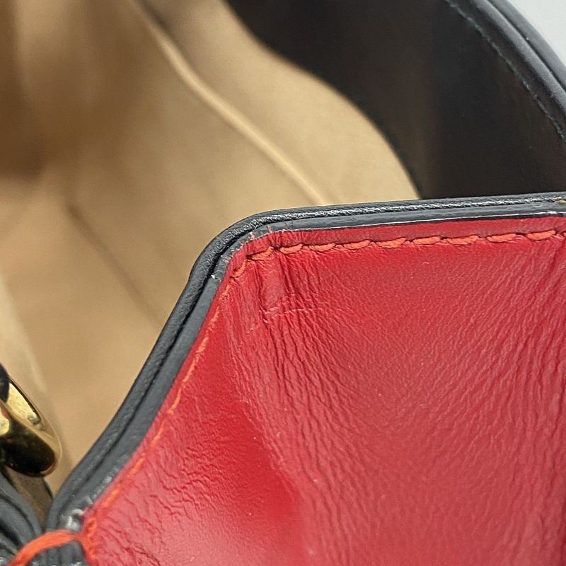 Gucci Handbag Bamboo 470271 Leather Black Gold Hardware 2way Bag Ladies