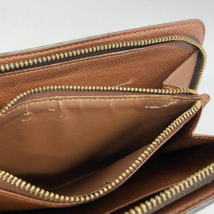 Louis Vuitton Long Wallet Monogram Porte Monnaie Zip M61727 Brown Men Women