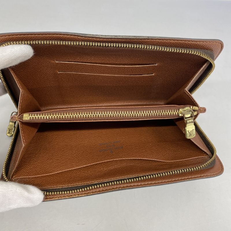 Louis Vuitton Long Wallet Monogram Porte Monnaie Zip M61727 Brown Men Women