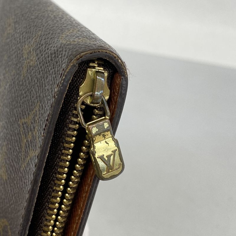 Louis Vuitton Long Wallet Monogram Porte Monnaie Zip M61727 Brown Men Women