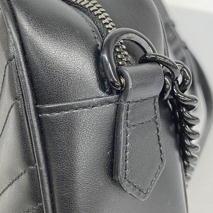 Gucci Shoulder Bag GG Marmont 447632 Leather Black Cles Deuce