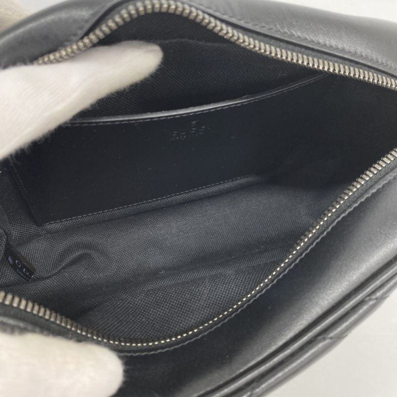 Gucci Shoulder Bag GG Marmont 447632 Leather Black Cles Deuce