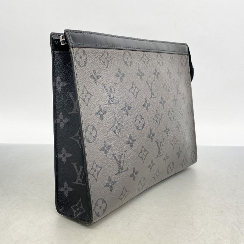Louis Vuitton Monogram Eclipse Reverse Pochette Voyage M69535 Gray Black Men's