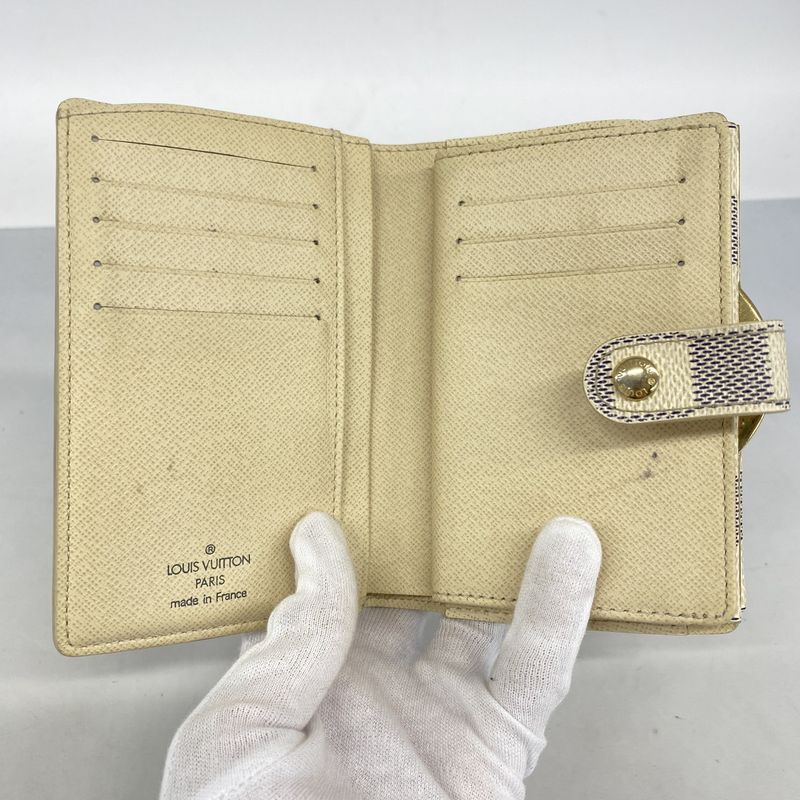 Louis Vuitton Wallet Damier Azure Portefeuille Viennois N61676 White Ladies