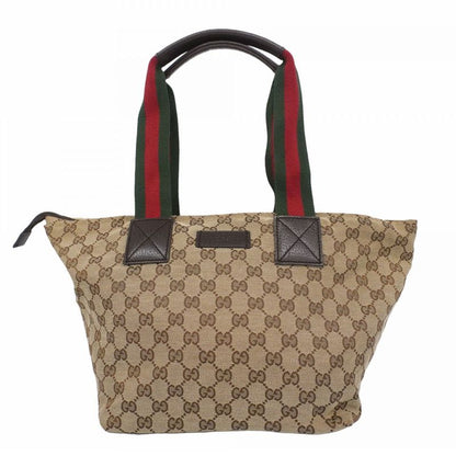 Gucci Tote Bag GG Canvas/sherry Line 131230 Canvas Brown Silver Hardware Women