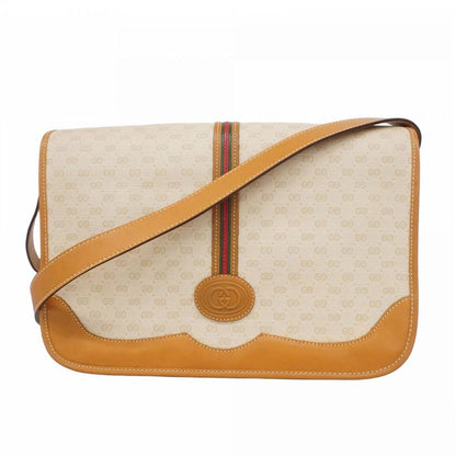 Gucci Shoulder Bag Micro GG Sherry Line 001 116 PVC Beige Gold Hardware Women