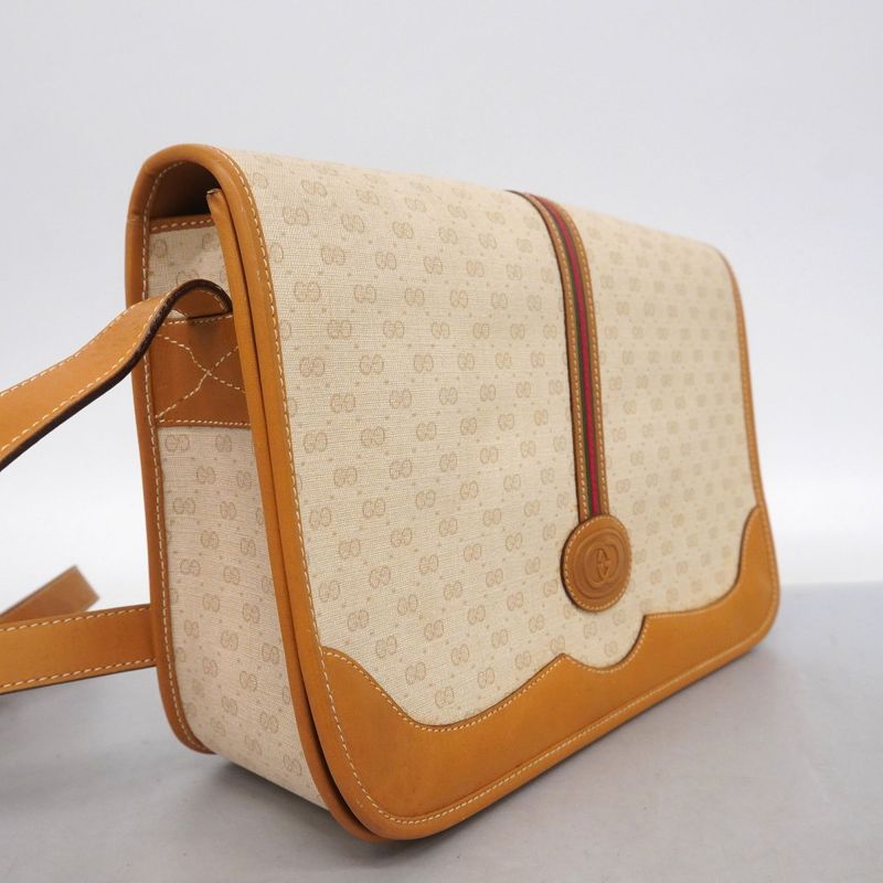 Gucci Shoulder Bag Micro GG Sherry Line 001 116 PVC Beige Gold Hardware Women