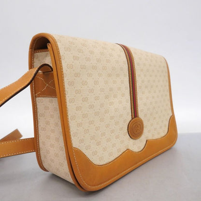 Gucci Shoulder Bag Micro GG Sherry Line 001 116 PVC Beige Gold Hardware Women