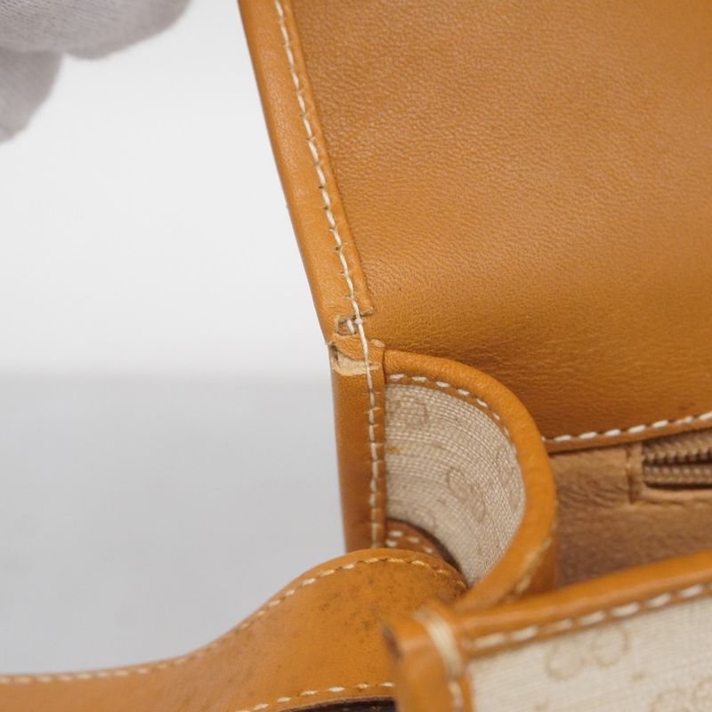 Gucci Shoulder Bag Micro GG Sherry Line 001 116 PVC Beige Gold Hardware Women