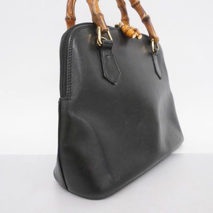Gucci Handbag Bamboo 000 2122 0290 Leather Black Chien Pan Gold Hardware Women