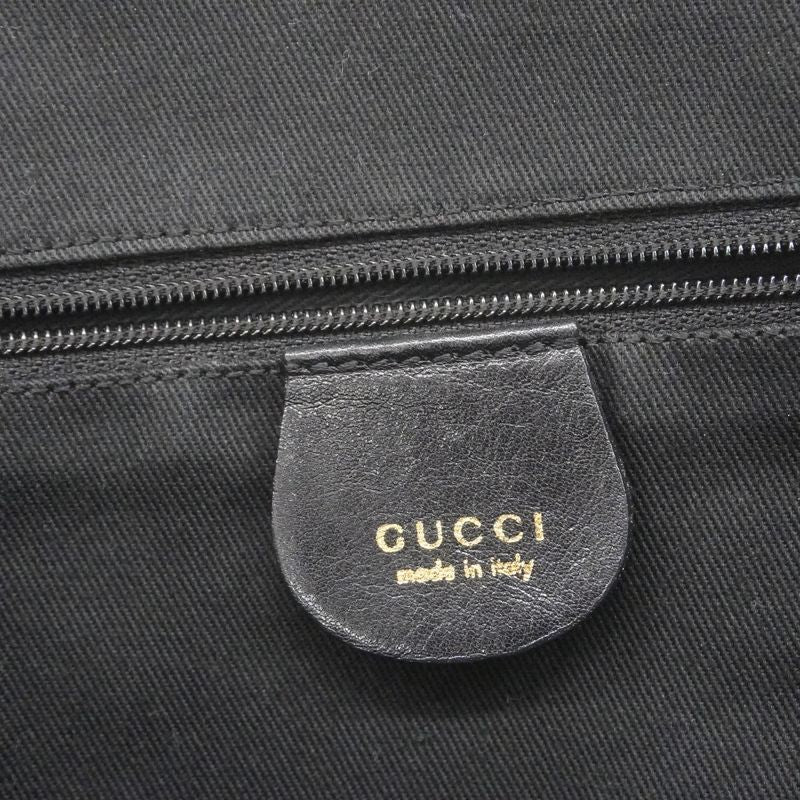 Gucci Handbag Bamboo 000 2122 0290 Leather Black Chien Pan Gold Hardware Women