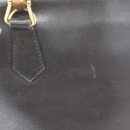 Gucci Handbag Bamboo 000 2122 0290 Leather Black Chien Pan Gold Hardware Women