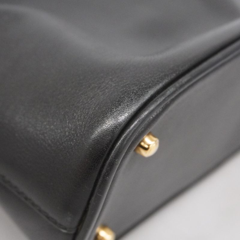 Gucci Handbag Bamboo 000 2122 0290 Leather Black Chien Pan Gold Hardware Women