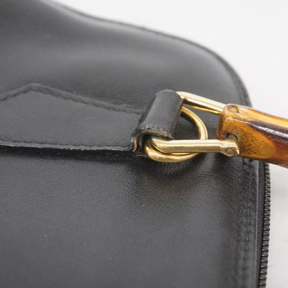 Gucci Handbag Bamboo 000 2122 0290 Leather Black Chien Pan Gold Hardware Women
