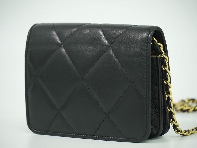 Authentic Chanel Coco Mark Matelasse Mini Flap Chain Shoulder Bag Pochette