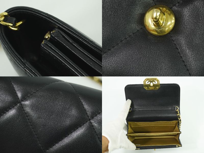 Authentic Chanel Coco Mark Matelasse Mini Flap Chain Shoulder Bag Pochette