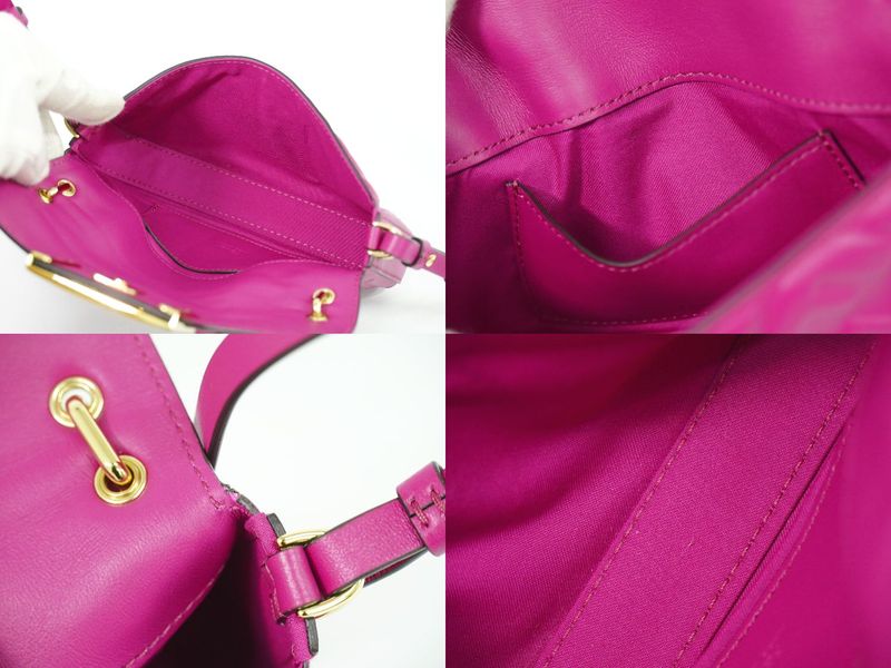 Authentic Fendi Baguette Phone Pouch Zucca 2WAY Shoulder Bag Handbag Pochette