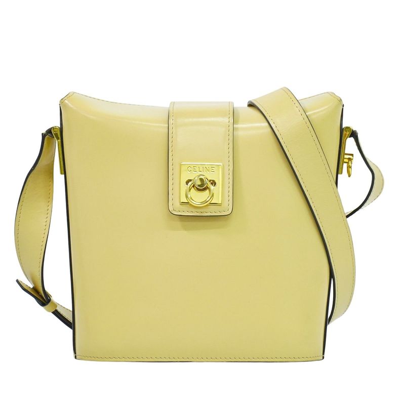 Authentic Celine Leather Shoulder Bag Pochette Beige Bag Pre-owned [follow-up