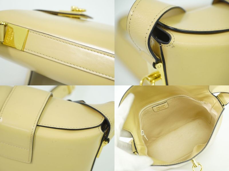 Authentic Celine Leather Shoulder Bag Pochette Beige Bag Pre-owned [follow-up