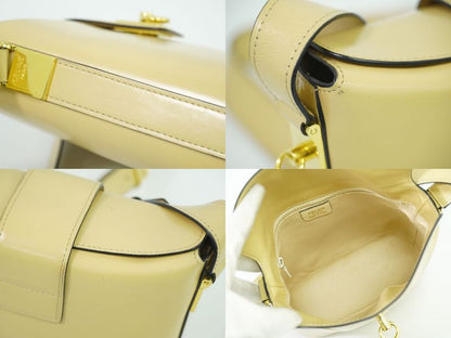 Authentic Celine Leather Shoulder Bag Pochette Beige Bag Pre-owned [follow-up