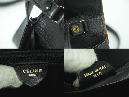 Authentic Celine Leather Shoulder Bag Pochette Black Bag Pre-owned [follow-up